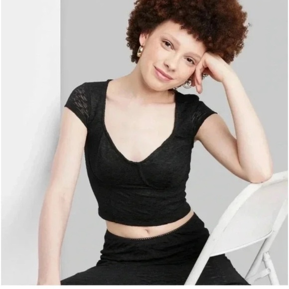 NWT Wild Fable Black Lace Bustier Top - Picture 1 of 7